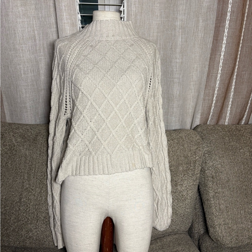 American Eagle Outfitters Textured Knit Sweater in Cream